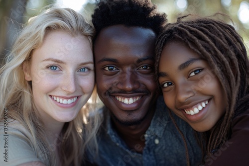 Obraz na płótnie Portrait of a Black man and a White woman standing together, symbolizing racial equality, unity, and mutual respect. The image emphasizes harmony across cultures, celebrating diversity and shared huma w salonie