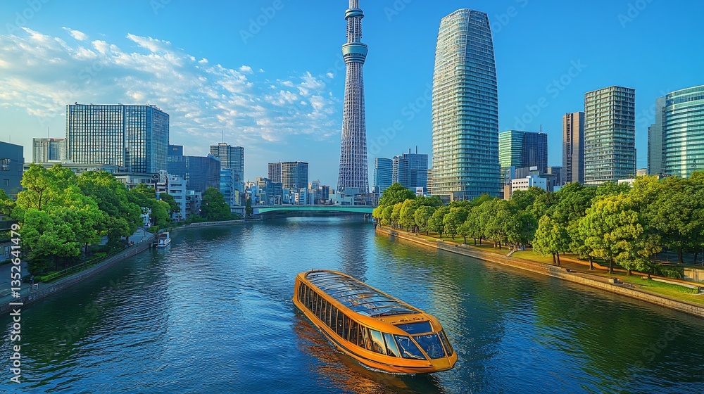 Urban cityscape of Tokyo, Japan, showcasing its modern skyline, high-rise buildings, and vibrant metropolitan atmosphere. The view highlights the dynamic blend of advanced architecture, dense city lay