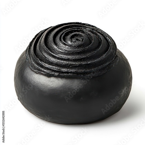 Exquisite and Elegant Spiral Shaped Pastry Dessert with a Glossy Black Finish Perfect for High End Culinary Presentations and Exclusive Gourmet Experiences