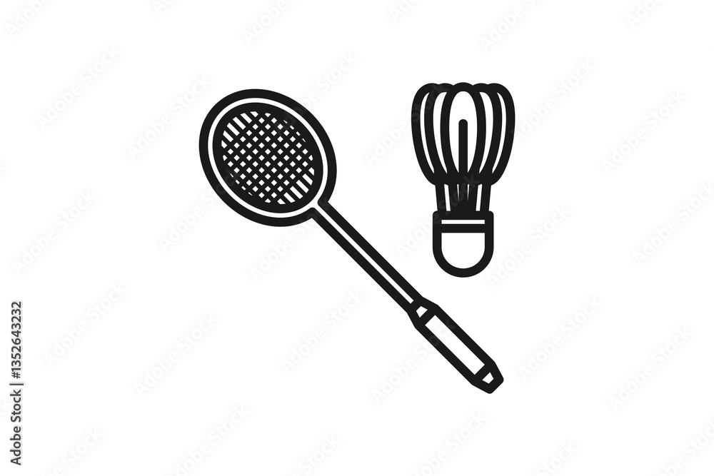 shuttlecock and badminton racket icon line shuttlecock and badminton racket icon line