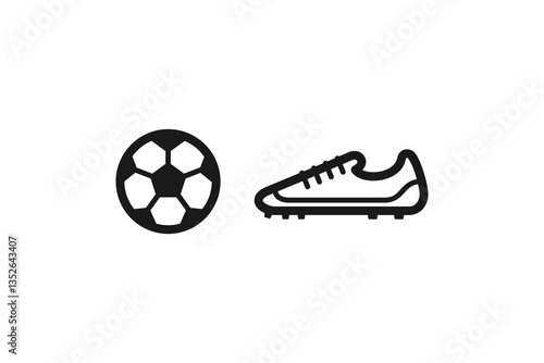soccer and soccer shoes icon line