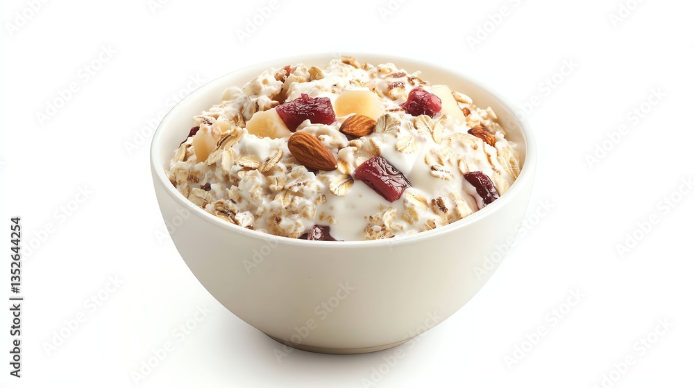 Bowl of Oatmeal with Yogurt, Almond, Cranberries for a Healthy Breakfast Bowl of Oatmeal with Yogurt, Almond, Cranberries for a Healthy Breakfast