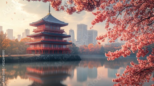 Obraz na płótnie Urban cityscape of Tokyo, Japan, showcasing its modern skyline, high-rise buildings, and vibrant metropolitan atmosphere. The view highlights the dynamic blend of advanced architecture, dense city lay w salonie