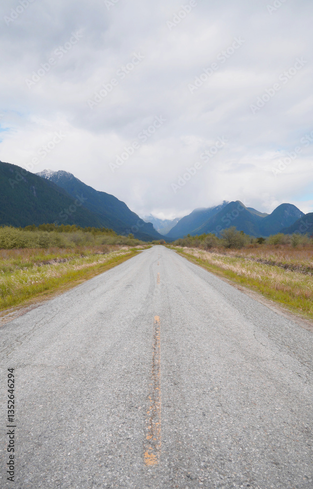 Fototapeta premium Rannie Road leading to the Grant Narrows Regional Park during a spring season in Pitt Meadows, British Columbia, Canada