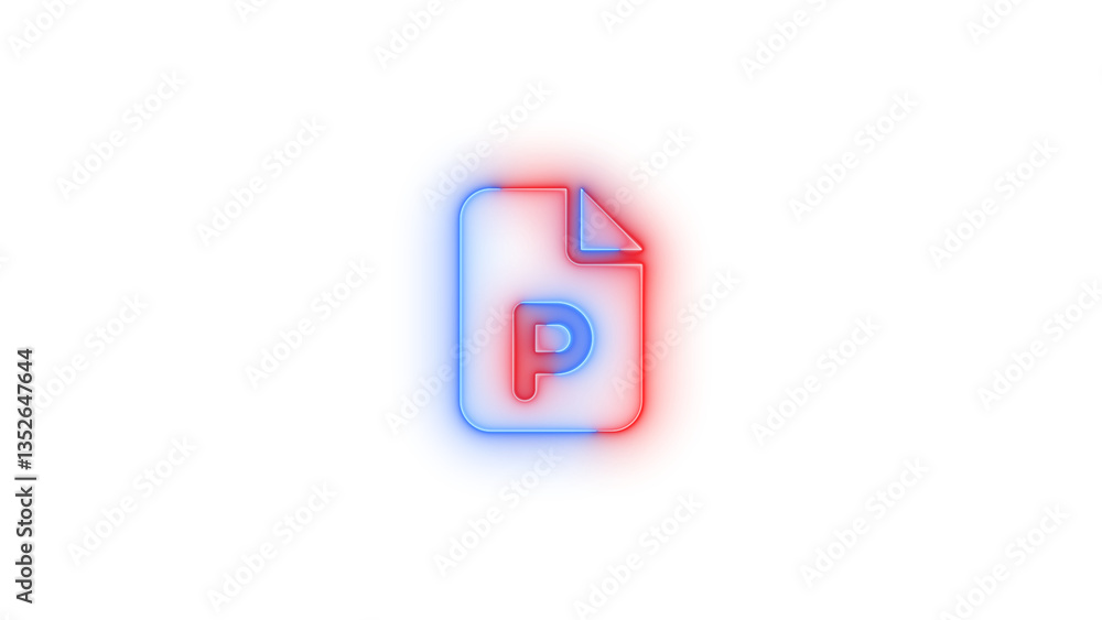 File power point icon glowing neon gradient color File power point icon glowing neon gradient color