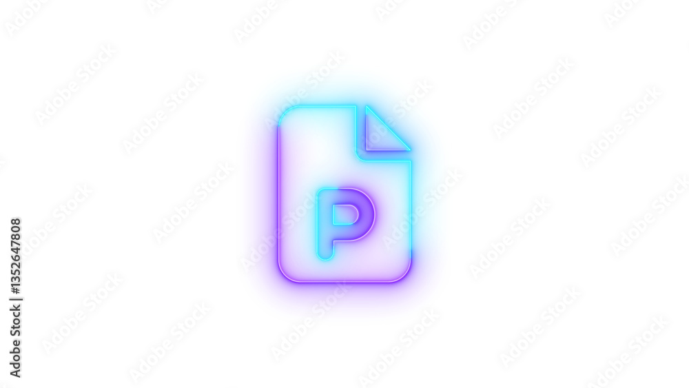 File power point icon glowing neon gradient color File power point icon glowing neon gradient color