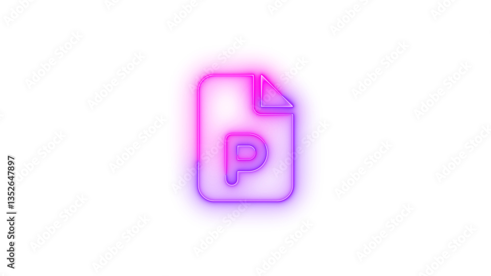 File power point icon glowing neon gradient color File power point icon glowing neon gradient color