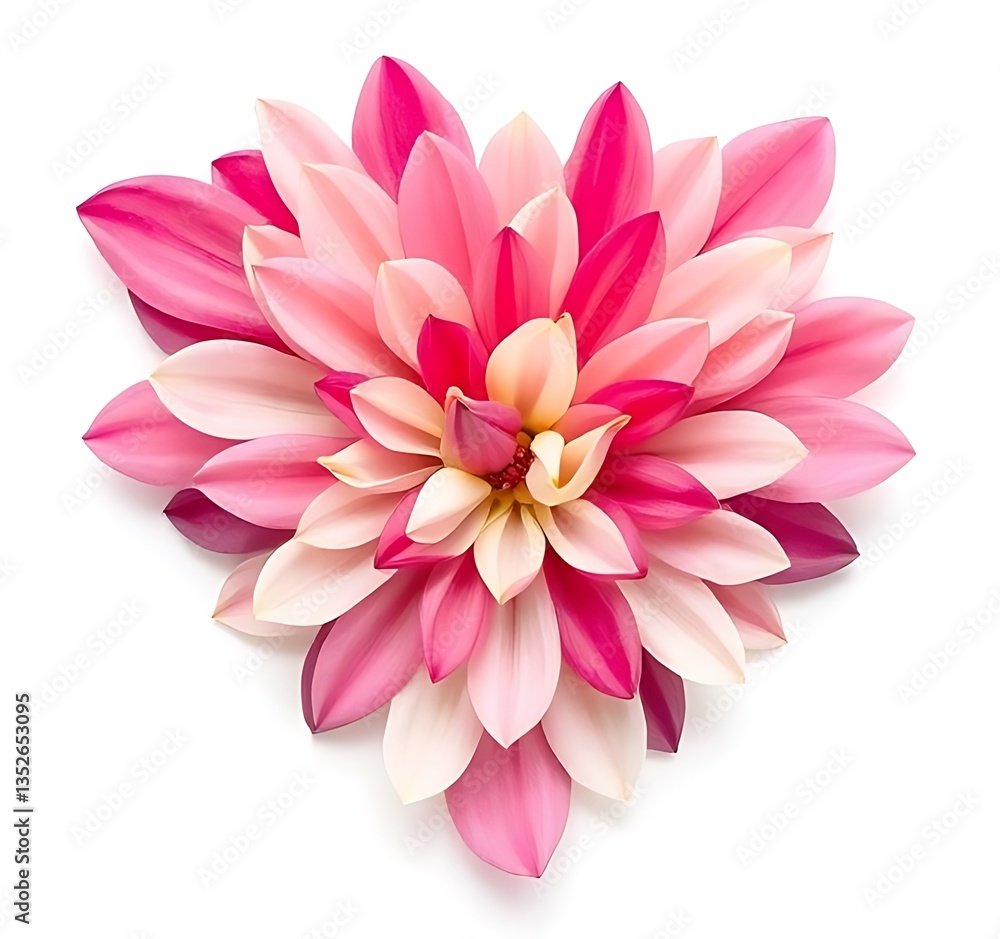 Obraz premium Isolated Dahlia flower with layered petals in varying shades of pink beauty