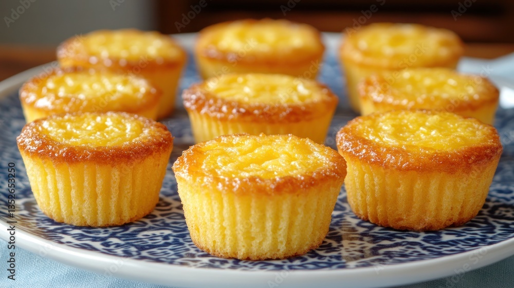 Golden, bite-sized pastries arranged on a decorative plate. Small, delicious treats, perfect for snacking Golden, bite-sized pastries arranged on a decorative plate. Small, delicious treats, perfect for snacking