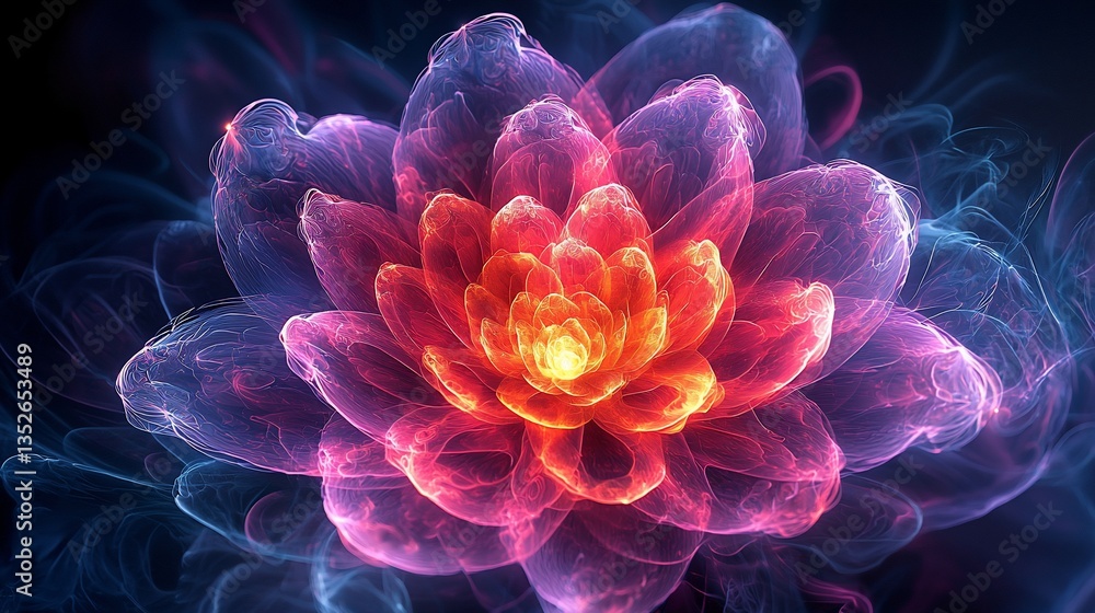 Abstract vibrant glowing flower, fractal art. Abstract vibrant glowing flower, fractal art.