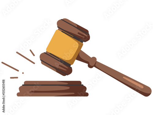 Court Gavel Auction Icon Vector Illustration