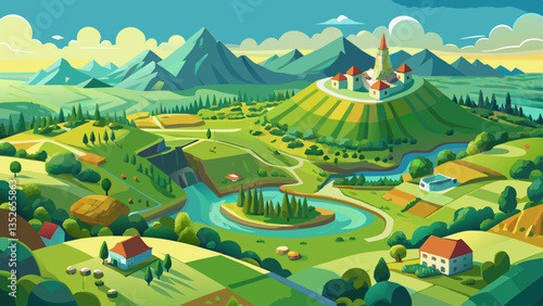 Aerial view of green landscape