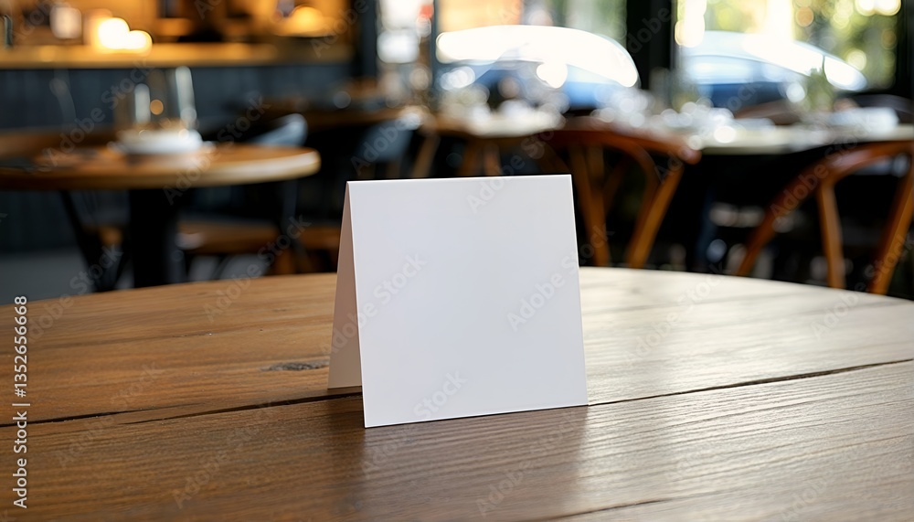 Tablet with blank white card on top of table. Tablet with blank white card on top of table.