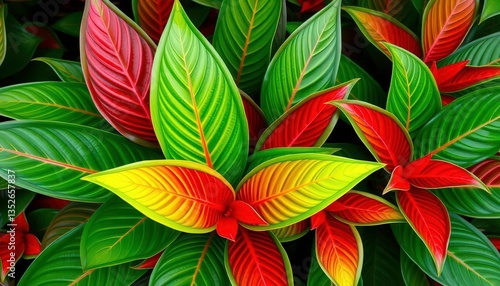 Wallpaper Mural Vibrant green and red Aglaonema commutatum foliage,  natural light,  decorative plant Torontodigital.ca