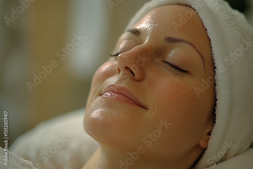 A Girl With Curly Hair Smiles Gently While Resting Her Head on a Soft Pillow