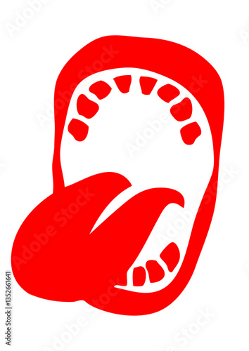 gueule ouverte langue tiré dessin