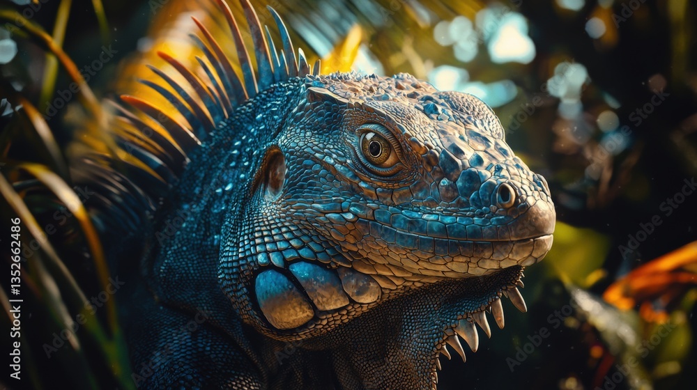 Fototapeta premium a beautiful iguana in the jungle 