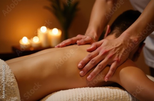 Wallpaper Mural Close-up of hands of masseur giving relaxing massage in salon. Torontodigital.ca