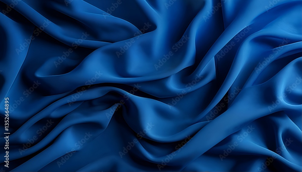 blue silky fabric with waves and folds. blue silky fabric with waves and folds.