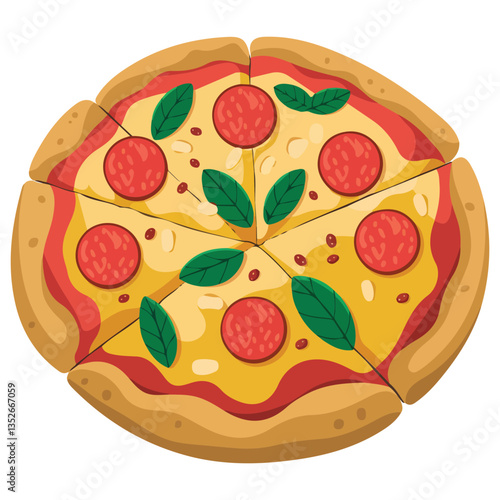 Mouth Watering Pizza Illustration with Toppings