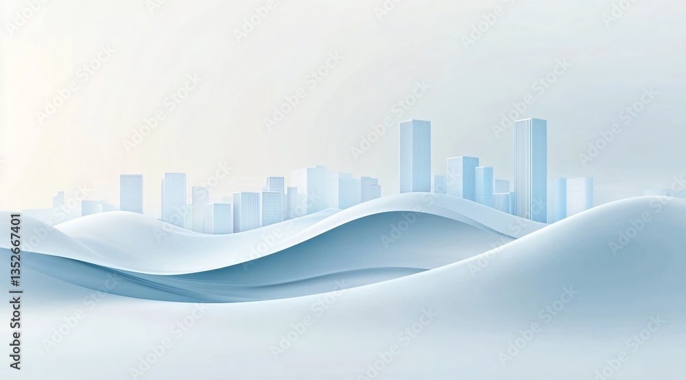 Obraz premium Abstract model of a white commercial city, featuring minimalistic design elements and an open background. The image emphasizes the clean, modern aesthetic of urban architecture, with a focus on the si