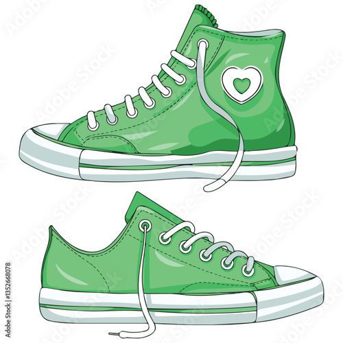 Vector Design of Realistic Red Sneakers