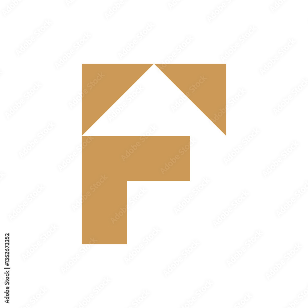 Letter F house negative space minimal logo design Letter F house negative space minimal logo design
