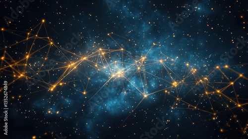 A digital connection representation across a vast starry cosmos
