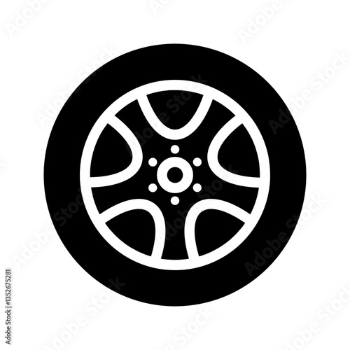 Car wheel icon set color editable