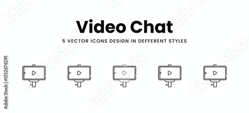 Video Chat vector icons set stock illustration