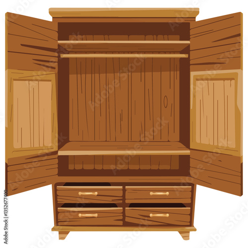 Empty Open Wardrobe Icon Vector Illustration