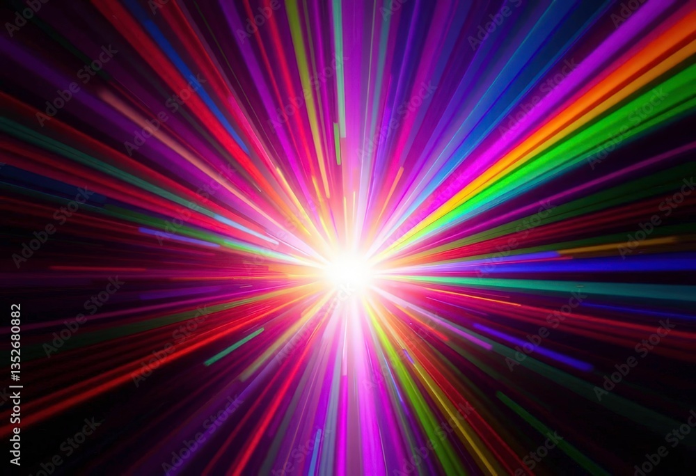 Abstract rainbow light burst, vibrant spectrum radiating outwards, explosion, glow Abstract rainbow light burst, vibrant spectrum radiating outwards, explosion, glow