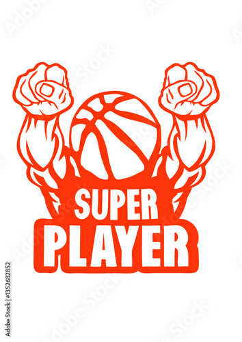 basketball super player bras muscle vole logo club
