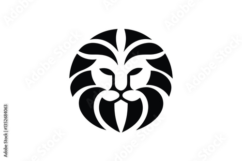 Majestic Lion Logo – Abstract Symmetry in Black and White