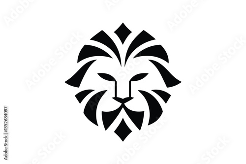 Majestic Lion Logo – Abstract Symmetry in Black and White