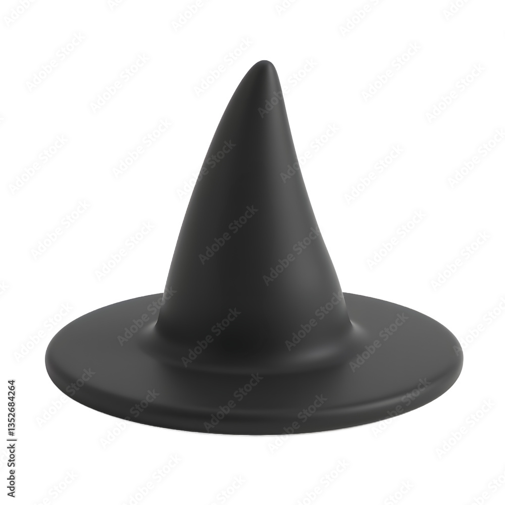 Fototapeta premium Black Witch Hat 3D Render Halloween Costume Accessory