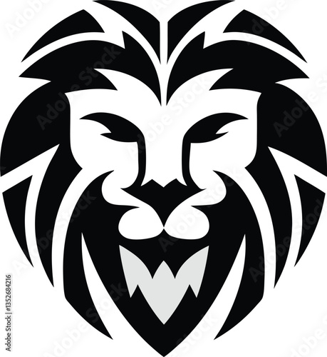 Majestic Lion Logo – Abstract Symmetry in Black and White