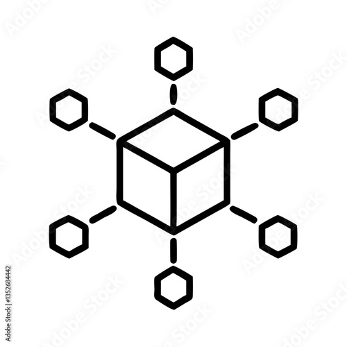 Blockchain cube icon symbolizing nodes and connections