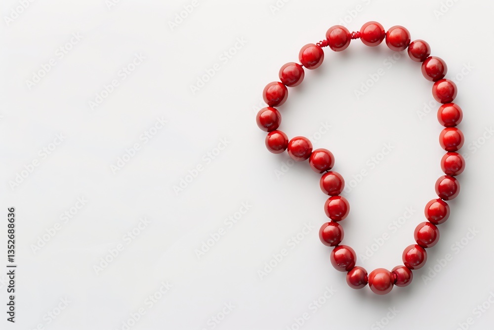 flat lay of prayer beads and date fruit on white background, symbolic and flat lay of prayer beads and date fruit on white background, symbolic and