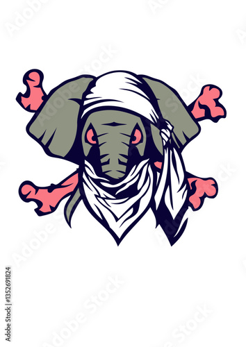 Elephant pirate foulard os animal squelette
