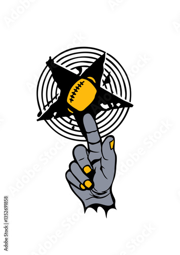 Football americain ou rugby doigt pointe main etoile 