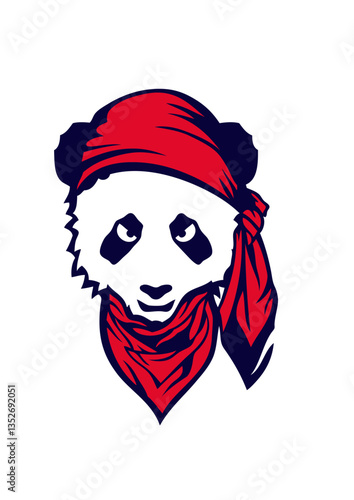 panda foulard bandana pirate dessin