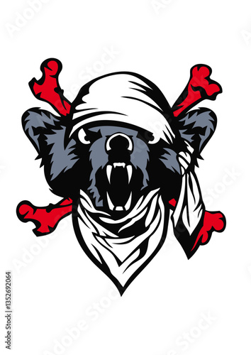 ours, pirate ,foulard, os, animal, squelette