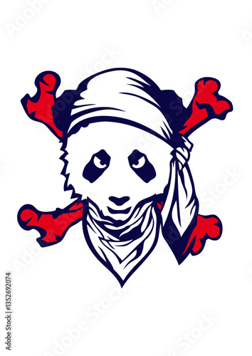 panda pirate foulard os animal squelette fantaisie