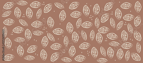 Brown seamless pattern with Cocoa beans. Repeated background for textile, paper, wallpaper. Chocolate cocoa beans background. Mocha mousse