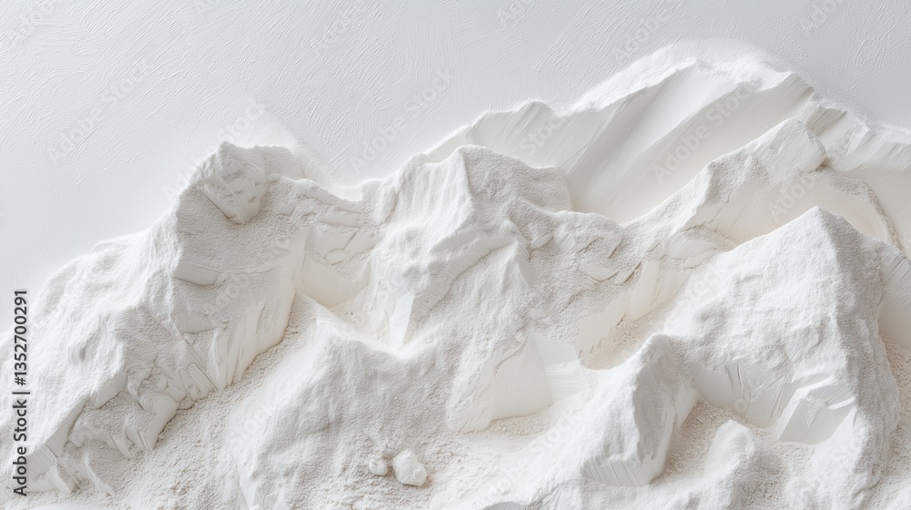 Obraz premium Close-up of a snow-covered mountain peak. the mountain appears to be made of a soft, white material, possibly snow or ice, and is covered in a thick layer of snow.