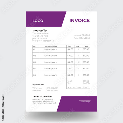 Invoice creative design template. Bill form business invoice accounting design