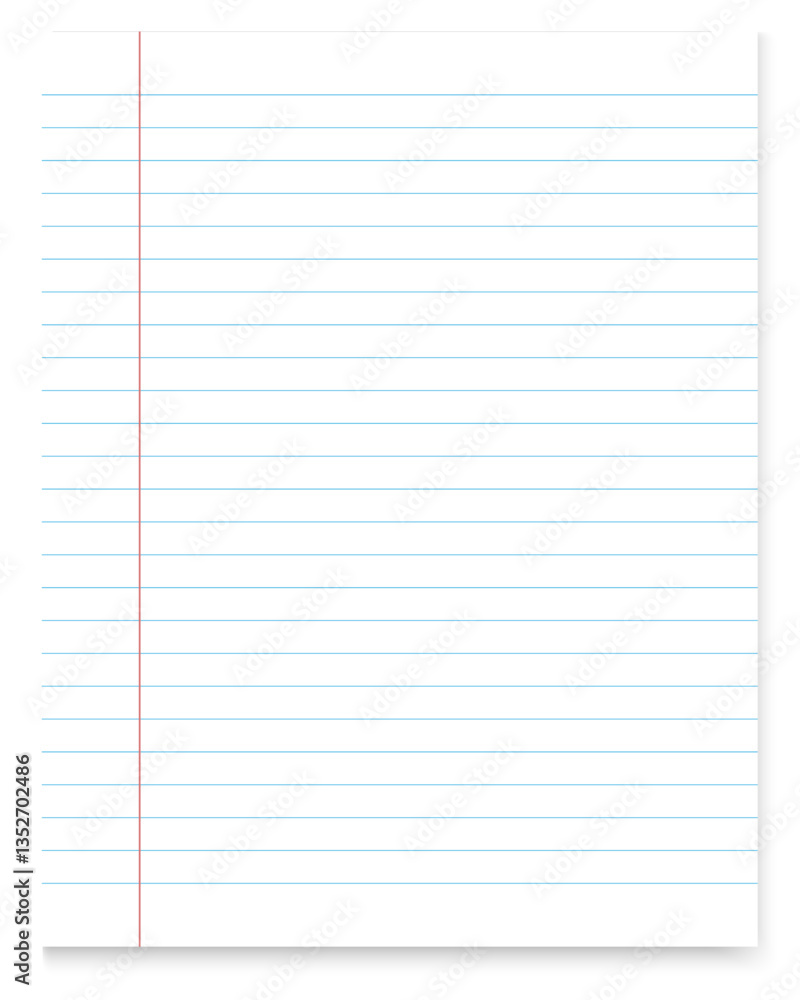 A sheet of paper with a blue line highlighted on a white. transparent background A sheet of paper with a blue line highlighted on a white. transparent background