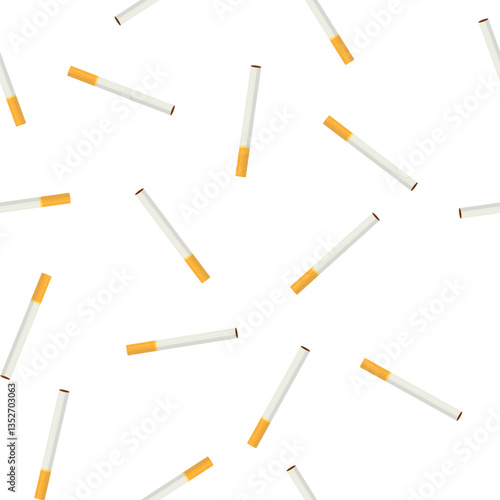 Seamless pattern with cigarettes on a white background. Wallpaper template. Texture with nicotine and tobacco.