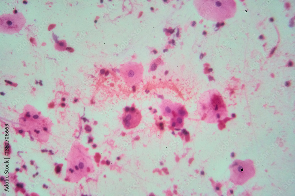 Cytology showing squamous cell carcinoma from bronchial lavage